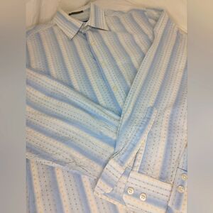 Wilke Rodriguez Shirt Embroidered Print Slim Fit Long Sleeve Button Up Mens Sz M